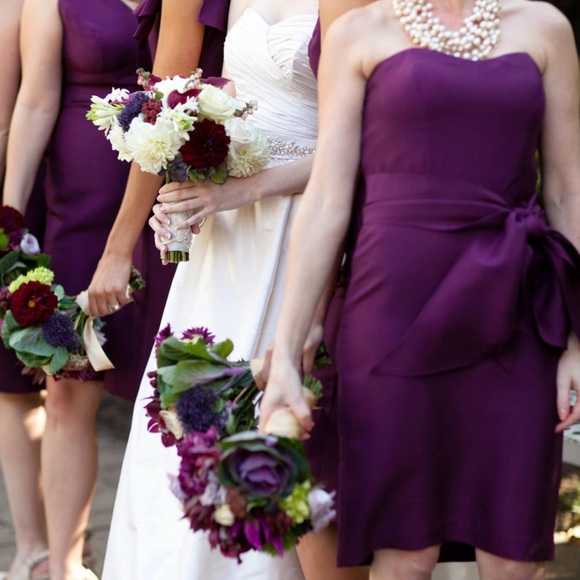 Jenny Yoo Collection Strapless Silk Dress in plum - Picture 5 of 5